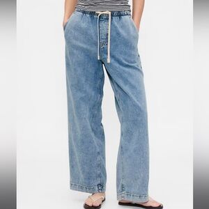 Gap High Rise Wide Leg Pull On Jeans Medium Wash Small New With Tags